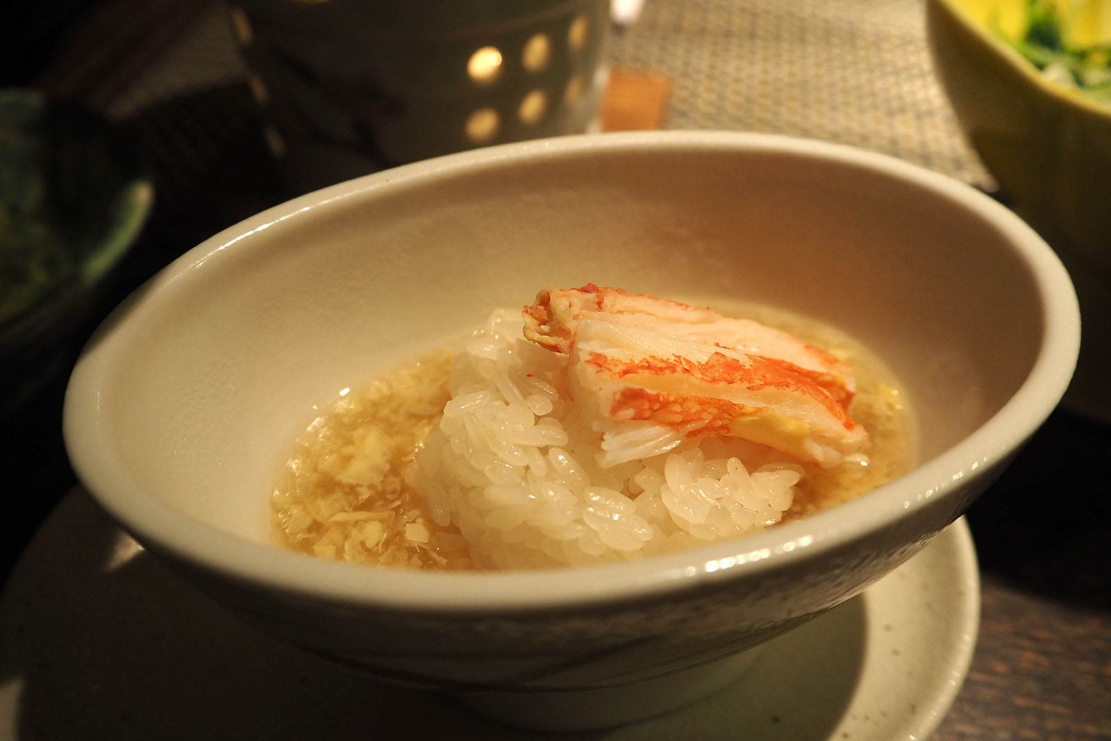 seasonal snow crabs, with thickened egg soup (eggs from local poultry farm)